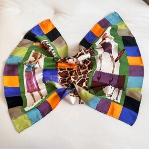 Nicole Miller Colorful Patterned Silk Scarf